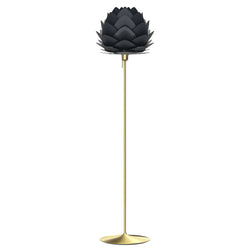 Aluvia Floor Lamp in Anthracite Grey, Brushed Brass Base