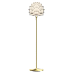 Aluvia Floor Lamp in Pearl White, Brushed Brass Base