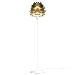 Aluvia Floor Lamp in Brushed Brass, White Base