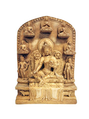 Tara Resin Statue with Pancha Buddhas: Natural / 4