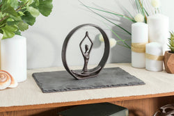 Circle Iron Sculpture with Figurine in Yoga Pose Circle Iron Sculpture with Figurine in Yoga Pose