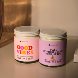 Good Vibes -9oz Funny Flames Candle- Melon Scented Good Vibes -9oz Funny Flames Candle- Melon Scented