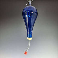 Artisan Hand Blown Glass Humming Bird Feeder: Cobalt Scalop