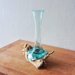 Glass on Whitewash Wood - Vase - Medium