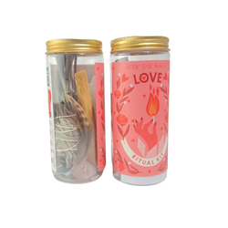 Love Ritual Kit Jar with Rose Quartz, Palo Santo + Sage Love Ritual Kit Jar with Rose Quartz, Palo Santo + Sage