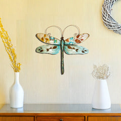 Dragonfly Wall Decor Blue And Pearl, w/ Capiz, Outdoor Safe