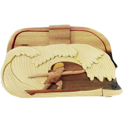 Surfer Dude, Red Interior - Hand Carved Keepsake Gift Box Surfer Dude, Red Interior - Hand Carved Keepsake Gift Box