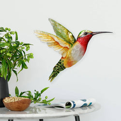 Hummingbird Wall Decor Yellow And Green Large ,In/Outdoor Hummingbird Wall Decor Yellow And Green Large ,In/Outdoor