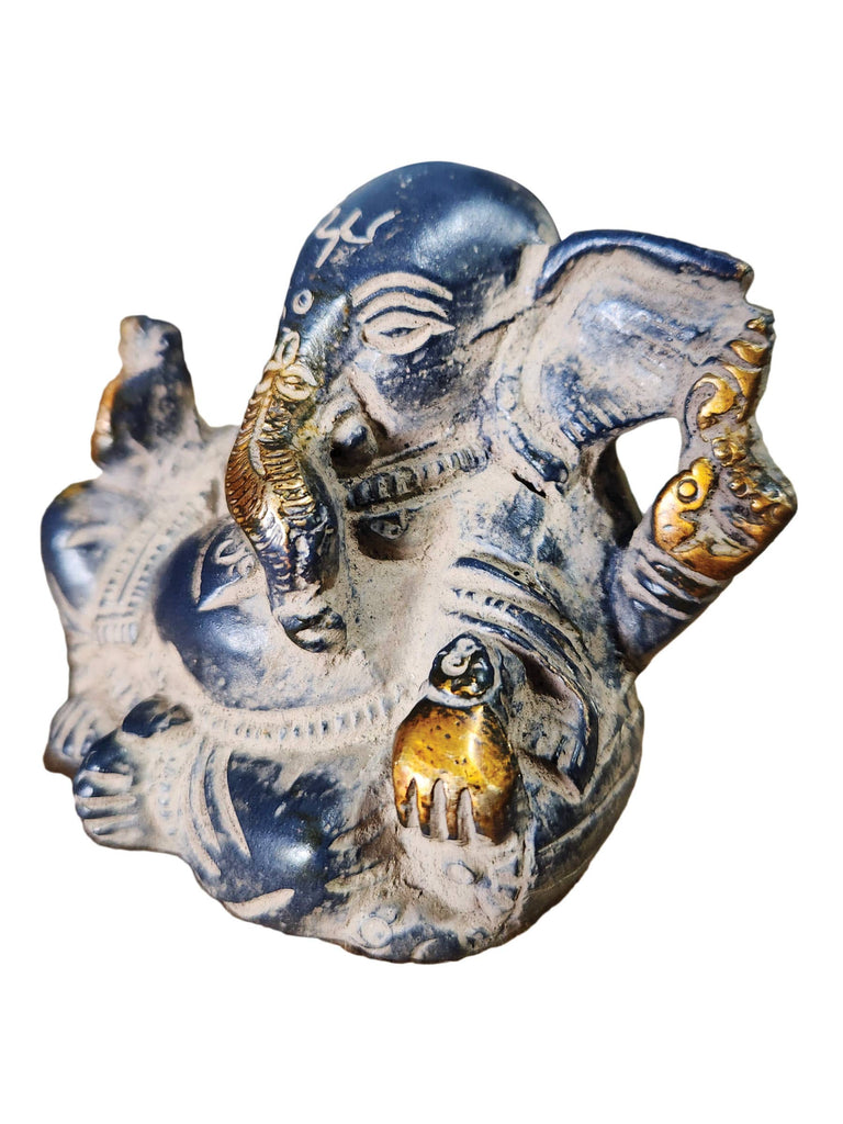 Brass Blessing Ganesha Statue Black Sand Finish : 2.2