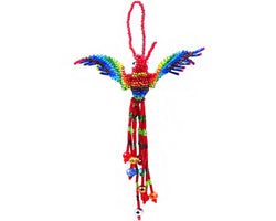 Beaded Hummingbird Figurine Seed Bead Fringe Dangle Ornament Beaded Hummingbird Figurine Seed Bead Fringe Dangle Ornament