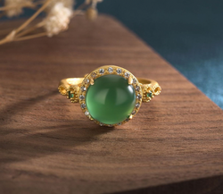 Jade Stylish Open Ring With Crystal Crown Jade Stylish Open Ring With Crystal Crown
