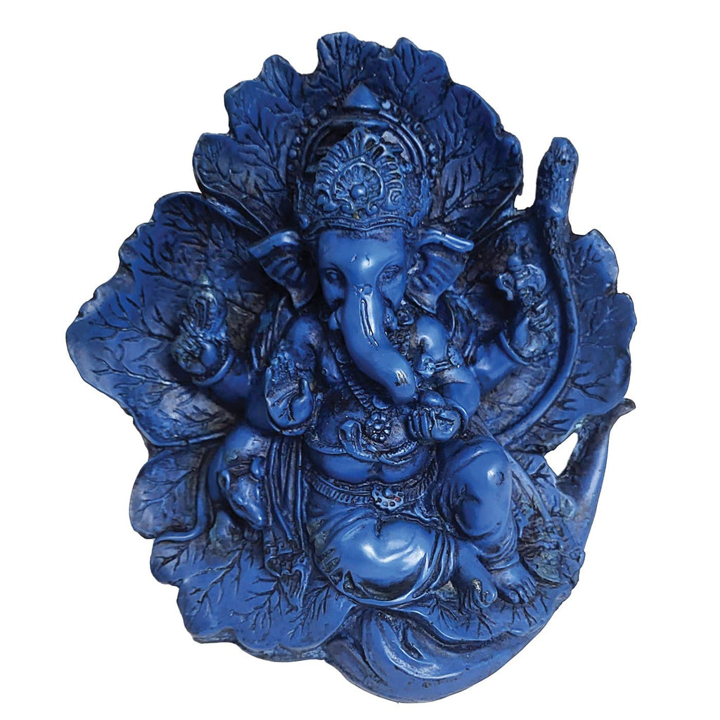 Blue Green Ganesh On A Leaf (Pack Of 2): 4.5