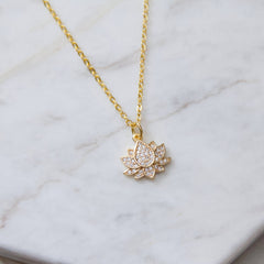 CZ Lotus Necklace: Gold