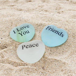 Miracle Stones - Sea Glass Heart Stones with Words: 2 Miracle Stones - Sea Glass Heart Stones with Words: 2