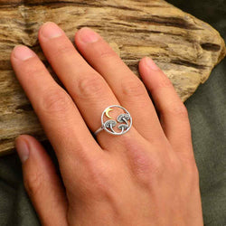 Sterling Silver Mushroom Ring with Bronze Moon: 10 Sterling Silver Mushroom Ring with Bronze Moon: 10