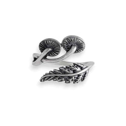 Sterling Silver Mushroom and Fern Bypass Ring Sterling Silver Mushroom and Fern Bypass Ring