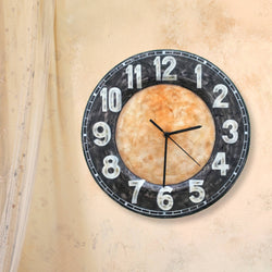 Clock Wall Decor With Black Rim, Compressed Capiz, Indoor Clock Wall Decor With Black Rim, Compressed Capiz, Indoor