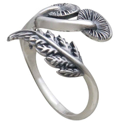 Sterling Silver Mushroom and Fern Bypass Ring Sterling Silver Mushroom and Fern Bypass Ring