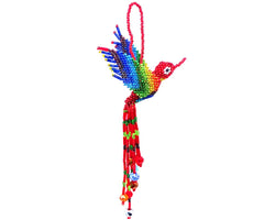 Beaded Hummingbird Figurine Seed Bead Fringe Dangle Ornament Beaded Hummingbird Figurine Seed Bead Fringe Dangle Ornament