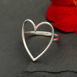 Sterling Silver Large Wire Heart Ring: 5 Sterling Silver Large Wire Heart Ring: 5