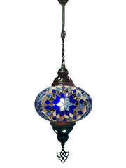 Hanging Mosaic Chandelier Lamp - Blue/Turquoise Star