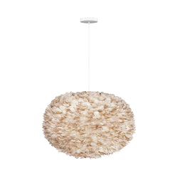 Eos Large Hardwired Pendant in Light Brown, White Cord