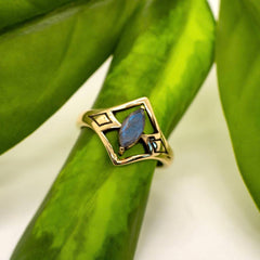 Brass Mystic Labradorite Ring: 6
