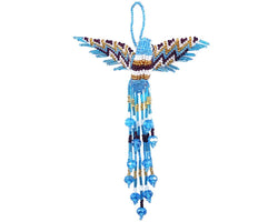 Beaded Hummingbird Figurine Seed Bead Fringe Dangle Ornament Beaded Hummingbird Figurine Seed Bead Fringe Dangle Ornament