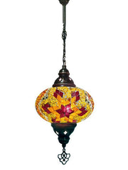 Hanging Mosaic Chandelier Lamp - Red/Orange Star