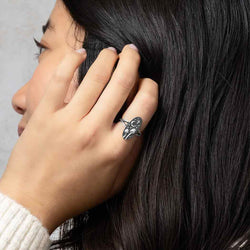 Sterling Silver Mushrooms and Moon Ring: 6 Sterling Silver Mushrooms and Moon Ring: 6