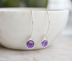 Silver Marquis Amethyst Earring