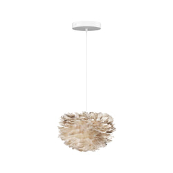 Eos Micro Hardwired Pendant in Light Brown, White Cord