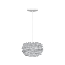 Eos Micro Hardwired Pendant in Grey, White Cord