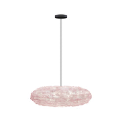 Eos Esther Large Hardwired Pendant in Light Rose, Black canopy/cord
