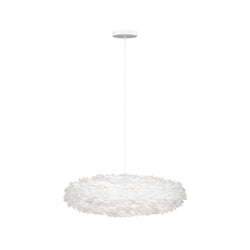 Eos Esther Medium Hardwired Pendant in White, White canopy/cord