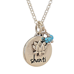 Limited Edition Sterling Silver Shanti Lotus and Turquoise Bauble Necklace on a 20