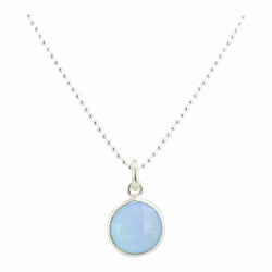 Round Gemstone Drop Necklace in Sterling Silver
