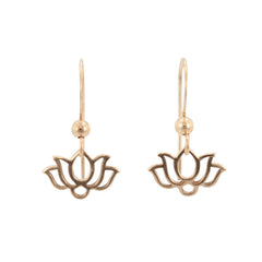 Open Design Small Lotus Dangle Earrings in Bronze