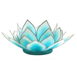 Dahlia Lotus Tea Light Holder, Aquamarine