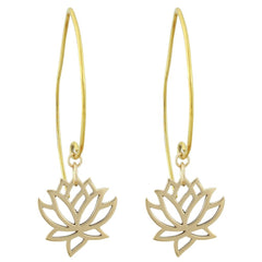 Lotus Flower Dangle Earrings in Bronze