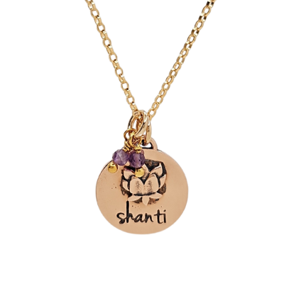 Limited Edition Pink Silver Shanti Lotus and Amethyst Bauble Necklace on a 20