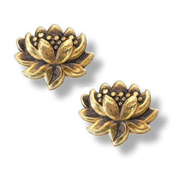 Small Detailed Lotus Earrings in Gold Plated Sterling Silver