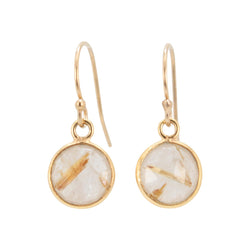 Small Round Gemstone Earrings in Gold