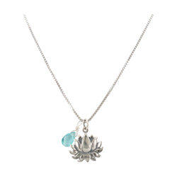 Apatite Lotus Necklace in Sterling Silver, 18 Apatite Lotus Necklace in Sterling Silver, 18