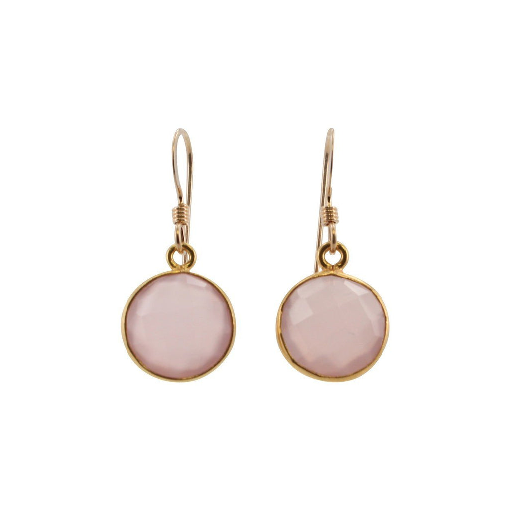 Round Gemstone Dangle Earrings in Gold, Choose Your Color