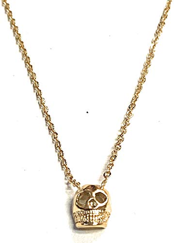 Zoe and Piper Tiny Skull Pendant Attached to a 12 K Yellow Gold Chain