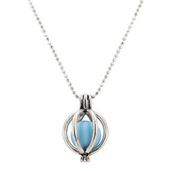 Aromatherapy Diffuser Locket Necklace for Essential Oils, on a Rhodium Plated Sterling Silver Bead Chain