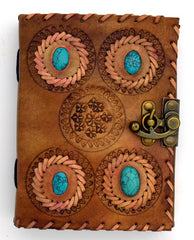 Turquoise Stone Leather Journal