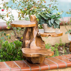 Teak 3 Tier Flower Stand