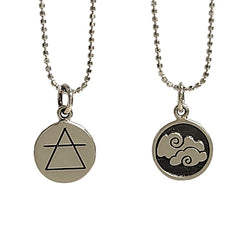 Double Sided Air Element Necklace in Sterling Silver on Rhodium Plated Sterling Silver Chain 16